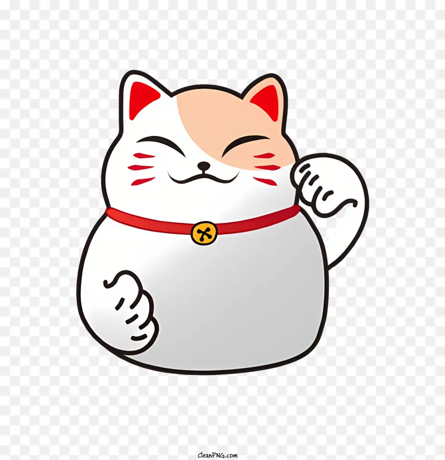Kucing Putih，Merah Kerah PNG
