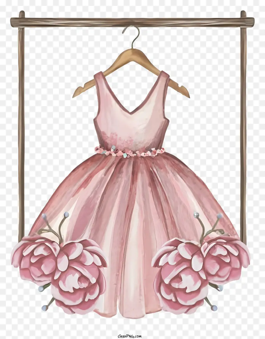 Gaun Merah Muda，Pola Bunga PNG