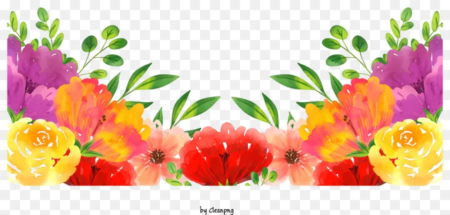 Bunga Berwarna Warni，Desain Simetris PNG
