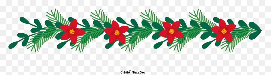 Hijau Daun，Bunga Bunga Merah PNG