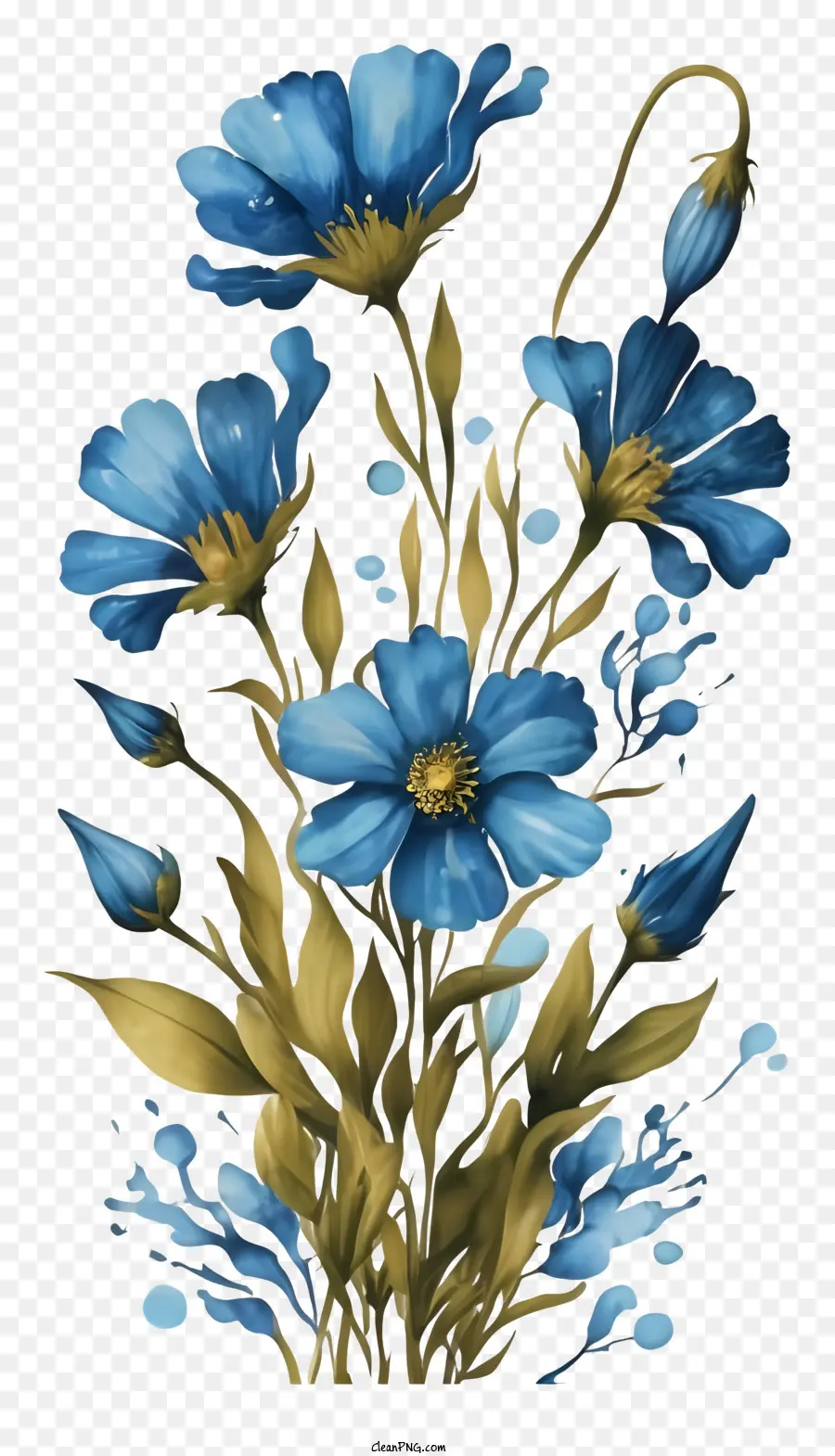 Buket Bunga Biru，Lukisan PNG
