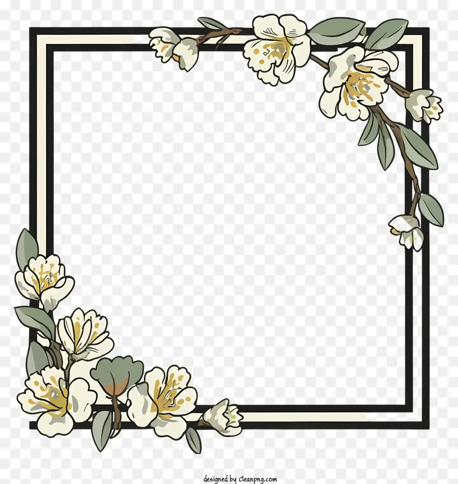 Putih Bunga Bingkai，Karangan Bunga PNG