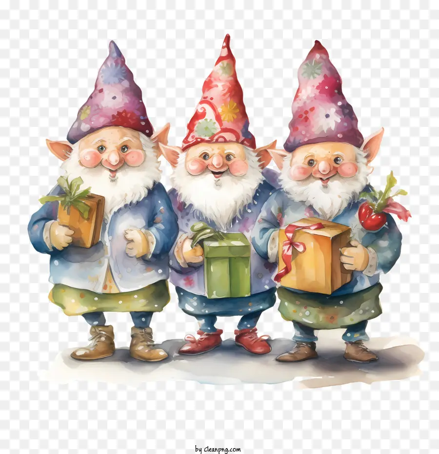 Kurcaci Natal，Gnome Dengan Hadiah PNG