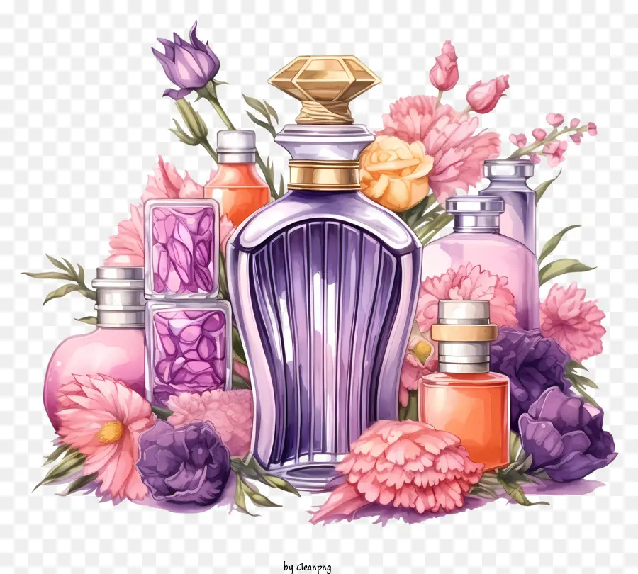 Ilustrasi Cat Air，Botol Parfum PNG