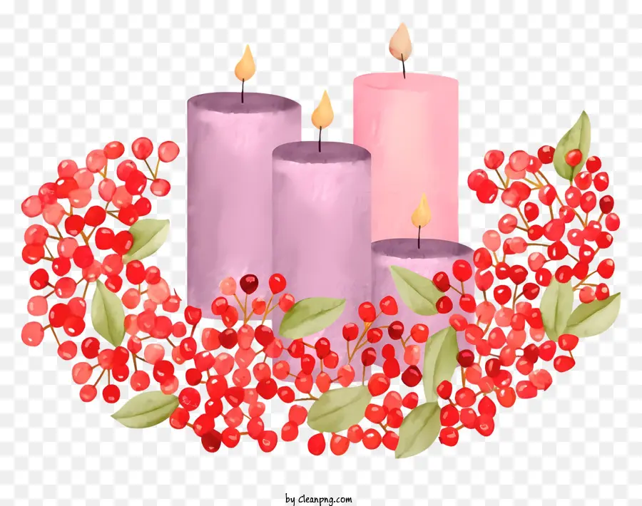 Lilin Merah Muda，Karangan Bunga PNG