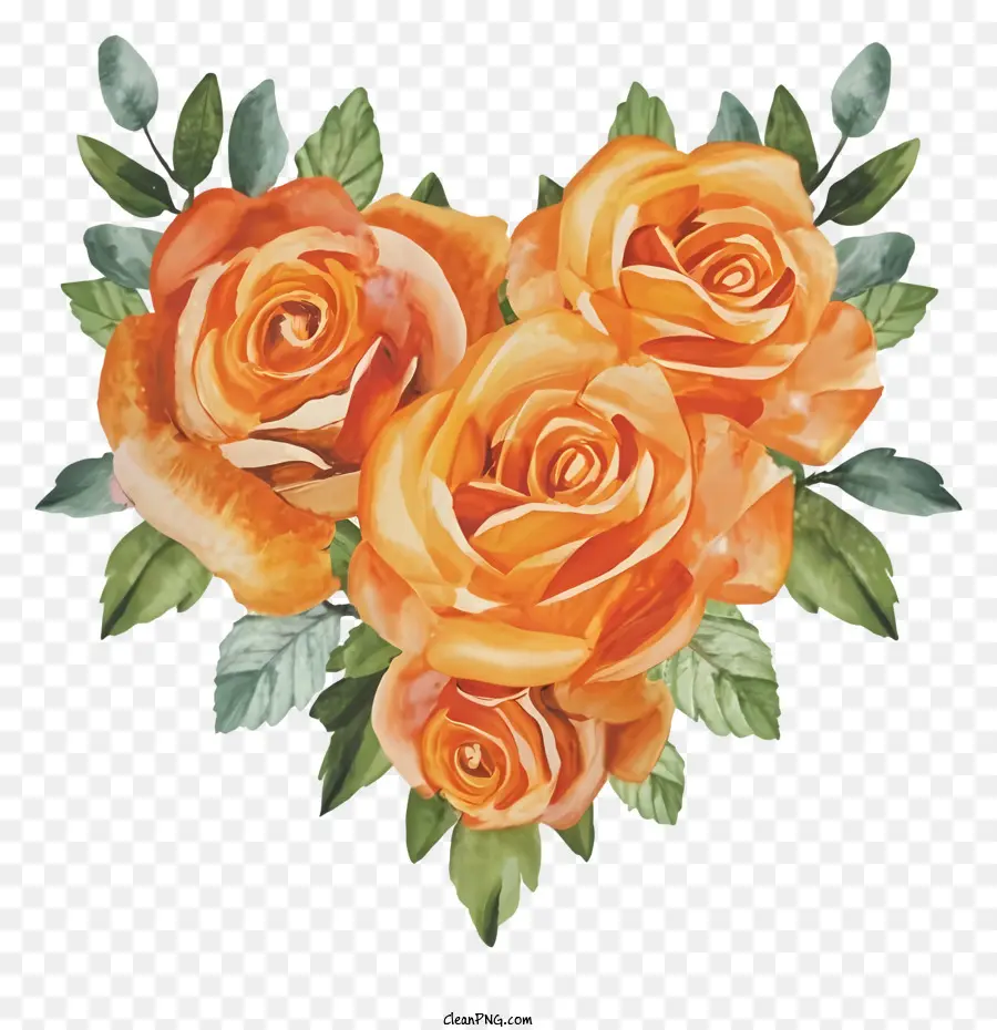 Mawar Oranye，Bentuk Hati PNG