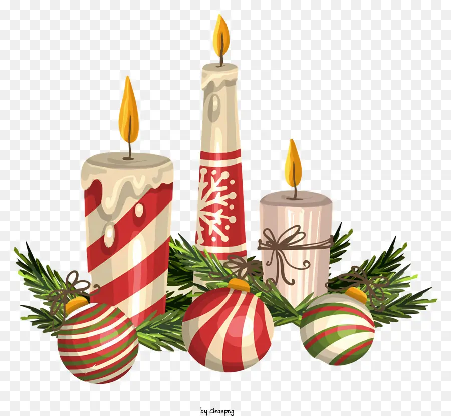 Lilin Natal，Lilin Bergaris Merah Dan Putih PNG