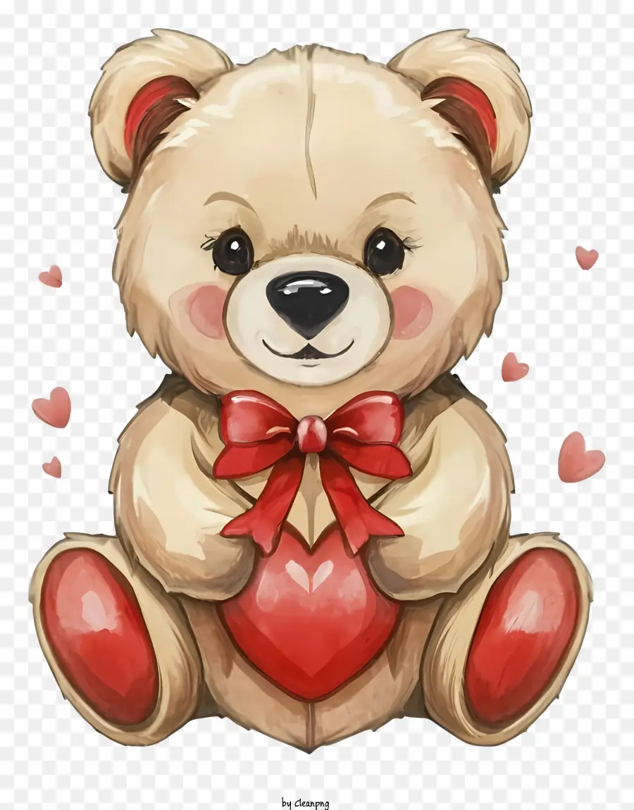 Lucu Kartun Teddy Bear，Merah Hati PNG