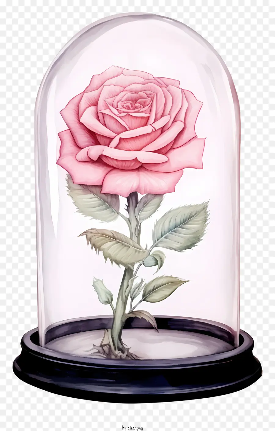 Rose In Glass Dome，Pink Rose PNG