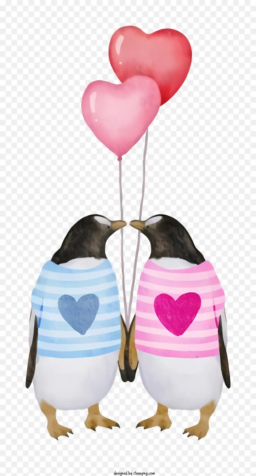 Penguin Romantis，Penguin Dengan Balon Jantung PNG