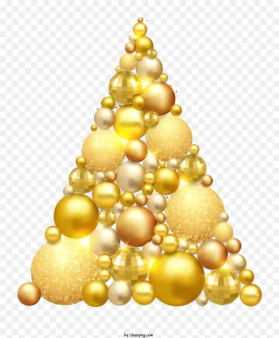 Golden Pohon Natal，Bola Mengkilap PNG