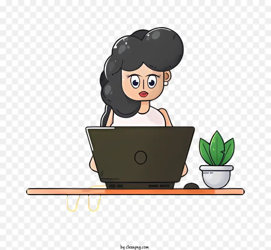 Wanita Bekerja Di Laptop，Konsentrasi Pekerjaan PNG