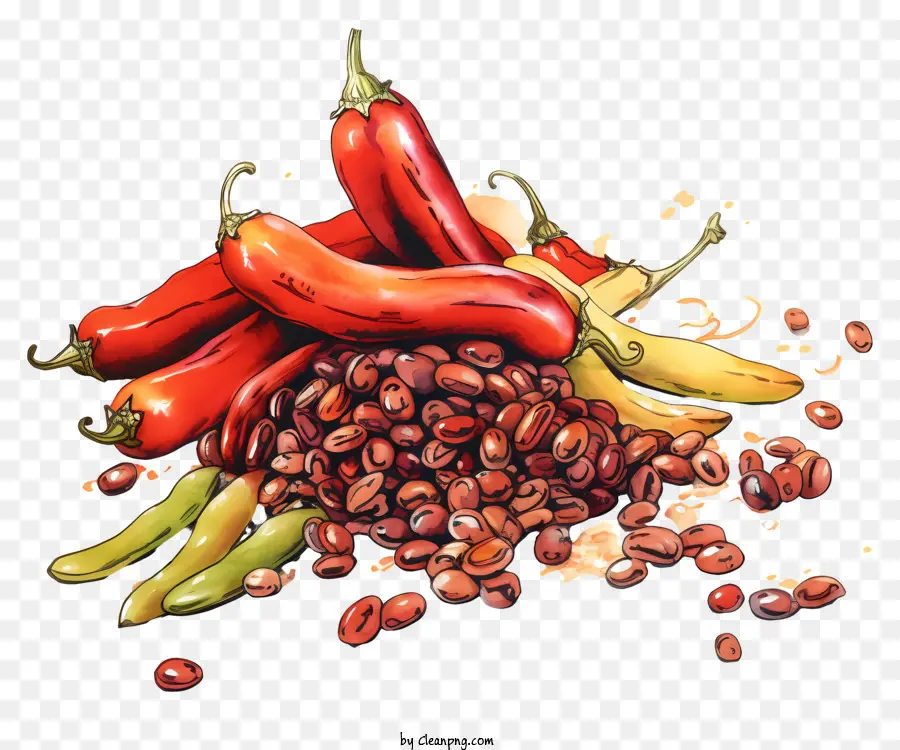 Kacang Kering，Paprika Merah PNG