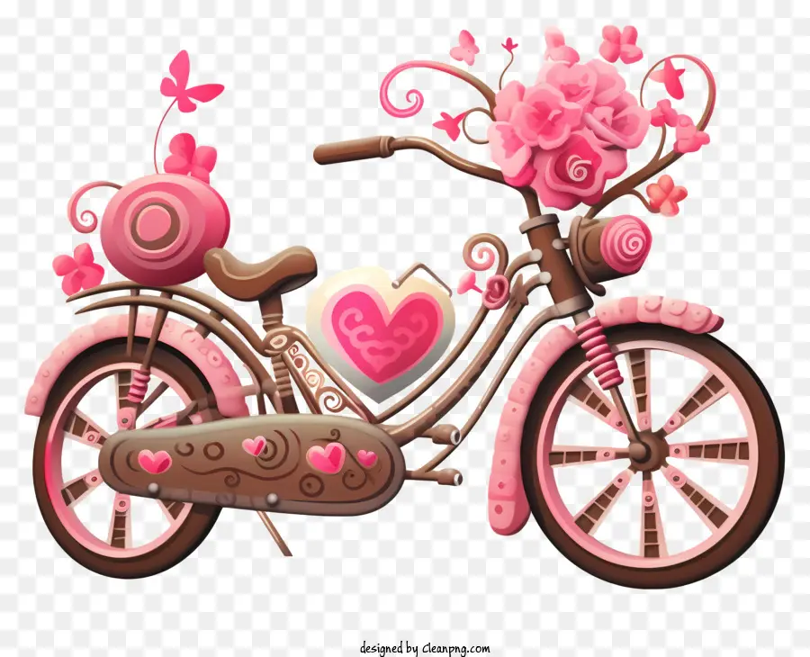 Sepeda，Bunga Merah Muda PNG