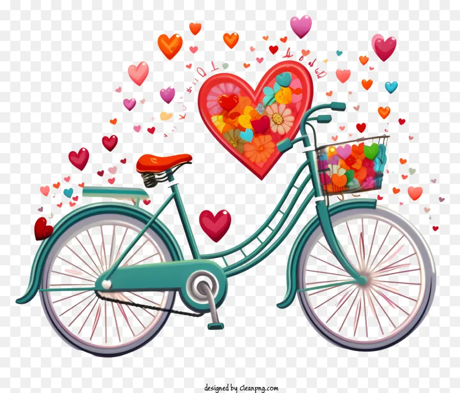 Sepeda Dengan Keranjang，Heartshaped Keranjang PNG
