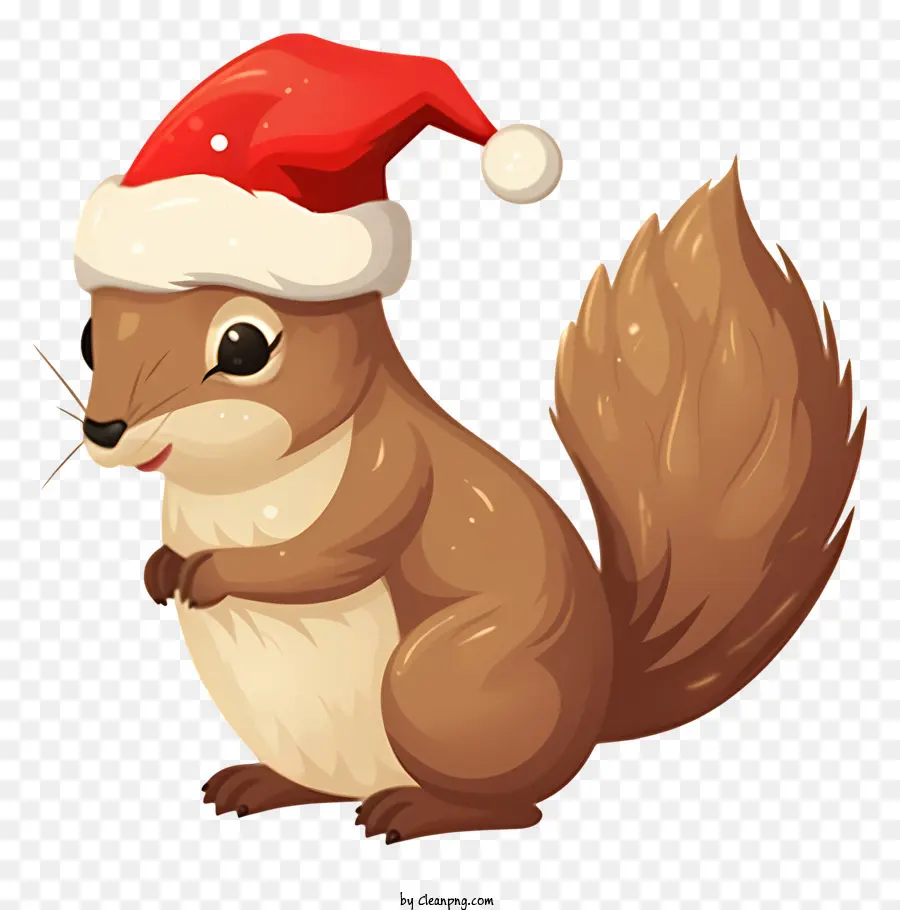 Tupai Yang Lucu，Tupai Dengan Santa Hat PNG