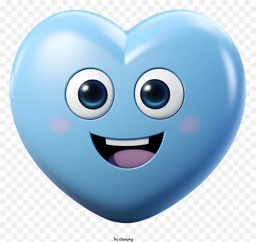 Karakter Kartun Blue Heart，Karakter Hati Yang Tersenyum PNG