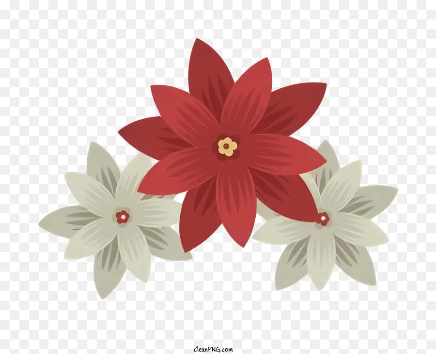 Rangkaian Bunga，Bunga Merah Dan Putih PNG