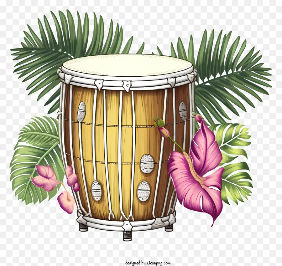 Drum，Drum Dengan Bunga PNG