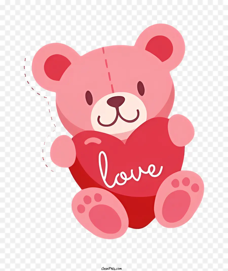 Boneka Beruang Pink，Merah Hati PNG