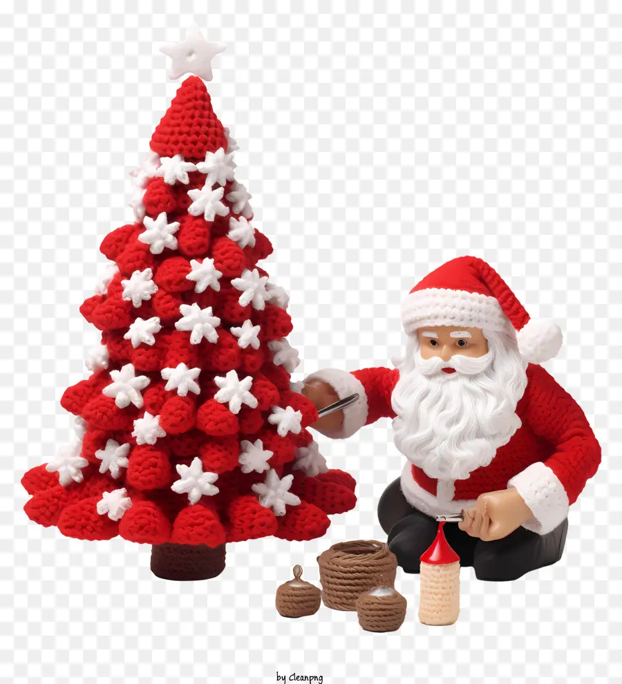 Santa Claus Yang Dirajut，Pohon Natal Dekorasi PNG