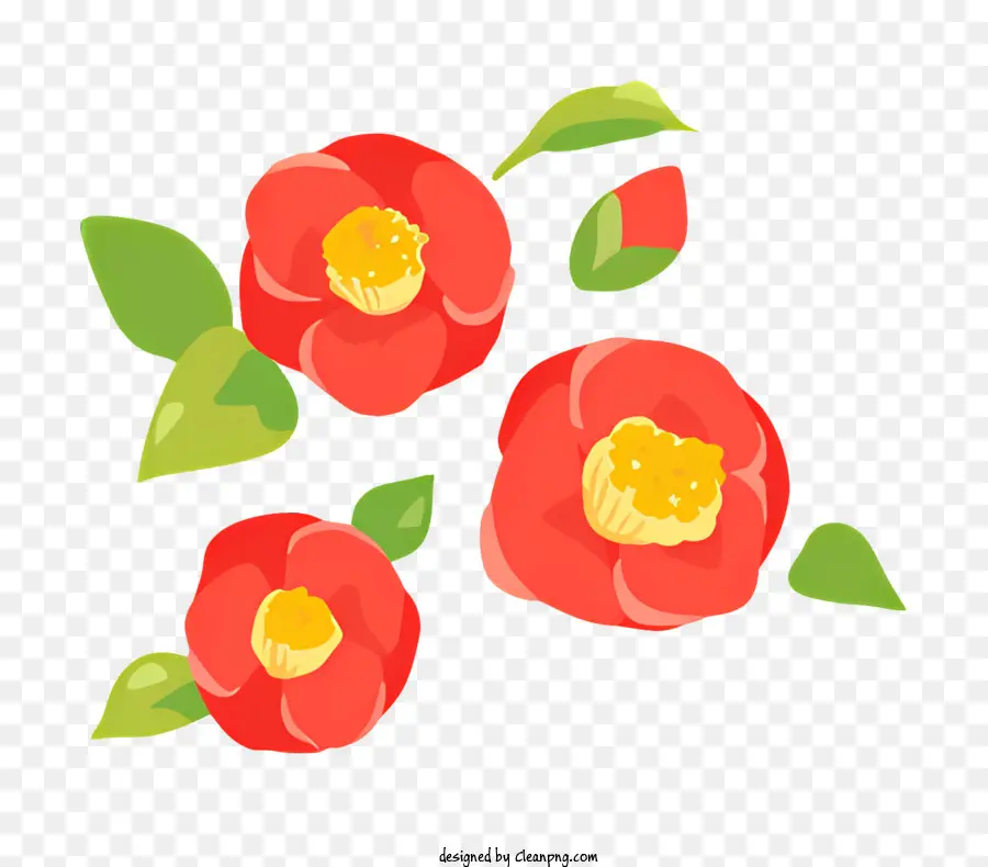 Bunga Bunga Merah，Hijau Daun PNG