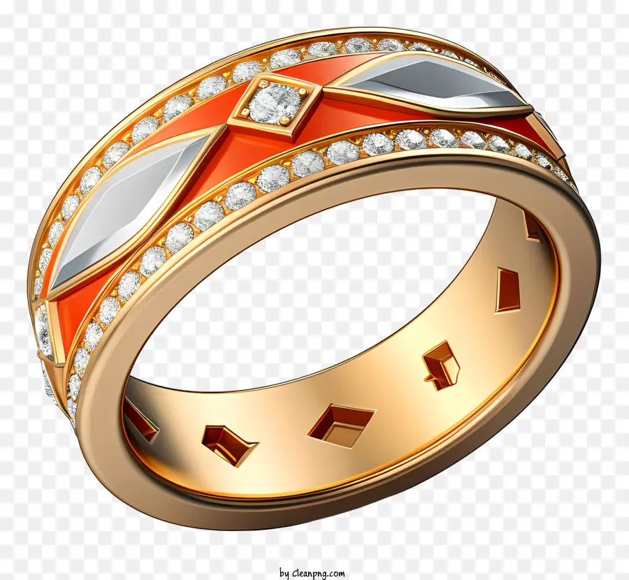 Desain Cincin Berlian Yang Rumit，Cincin Emas PNG