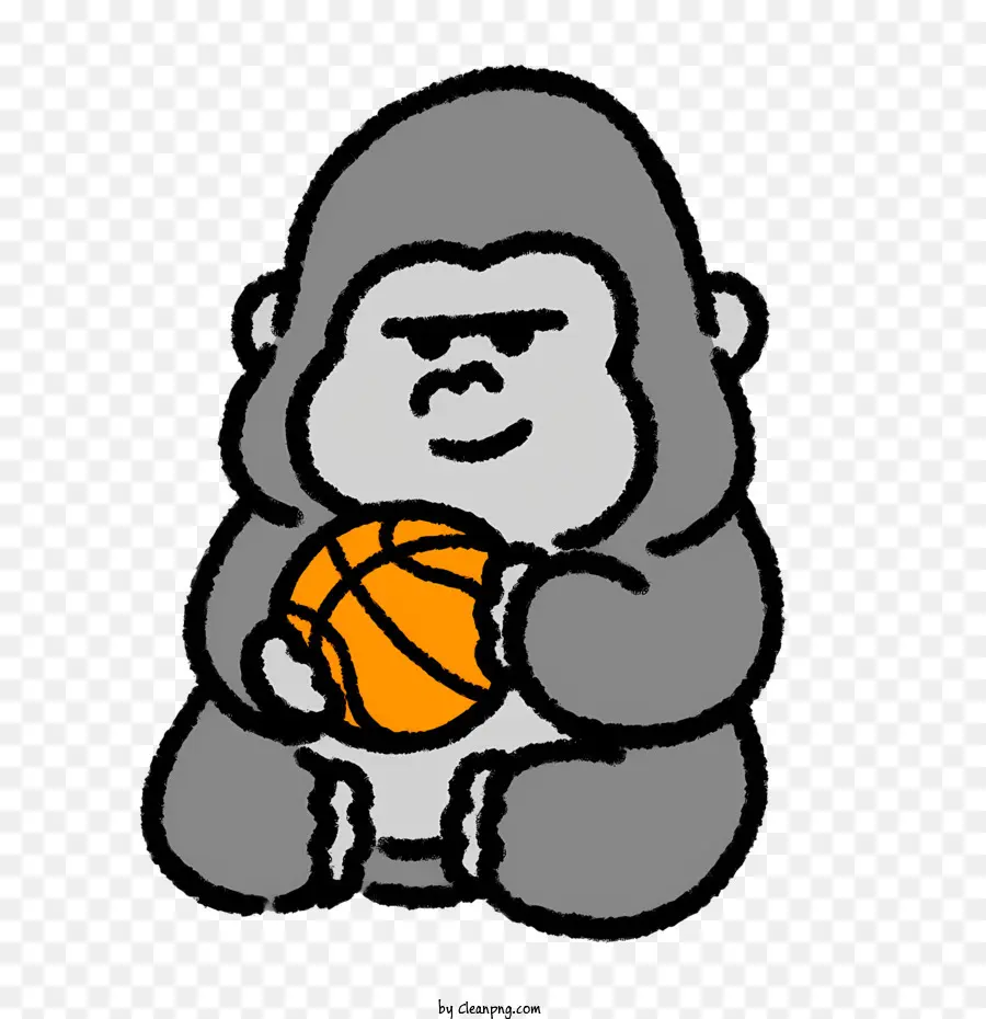 Gorila Kartun，Gorila Dengan Bola Basket PNG