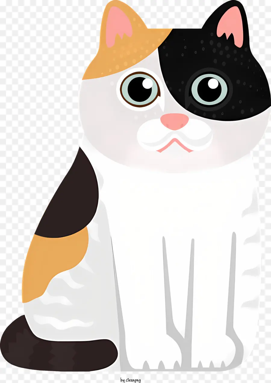 Kartun Kucing，Kucing Putih Dengan Bintik Bintik Hitam PNG
