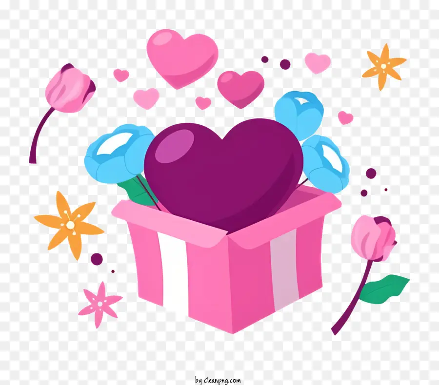 Pink Kotak Hadiah，Simbol Hati PNG