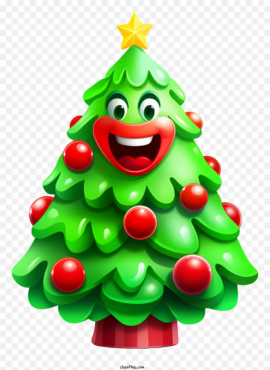 Pohon Natal Kartun，Tersenyum Pohon Natal PNG