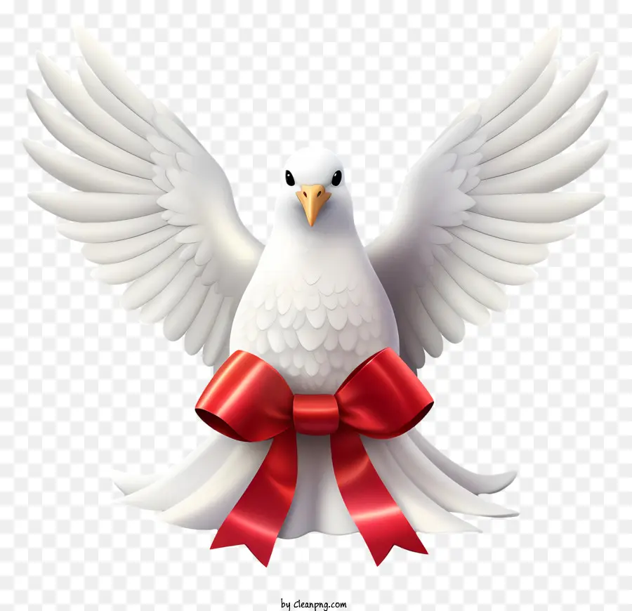 Dove With Red Bow，Simbol Perdamaian PNG