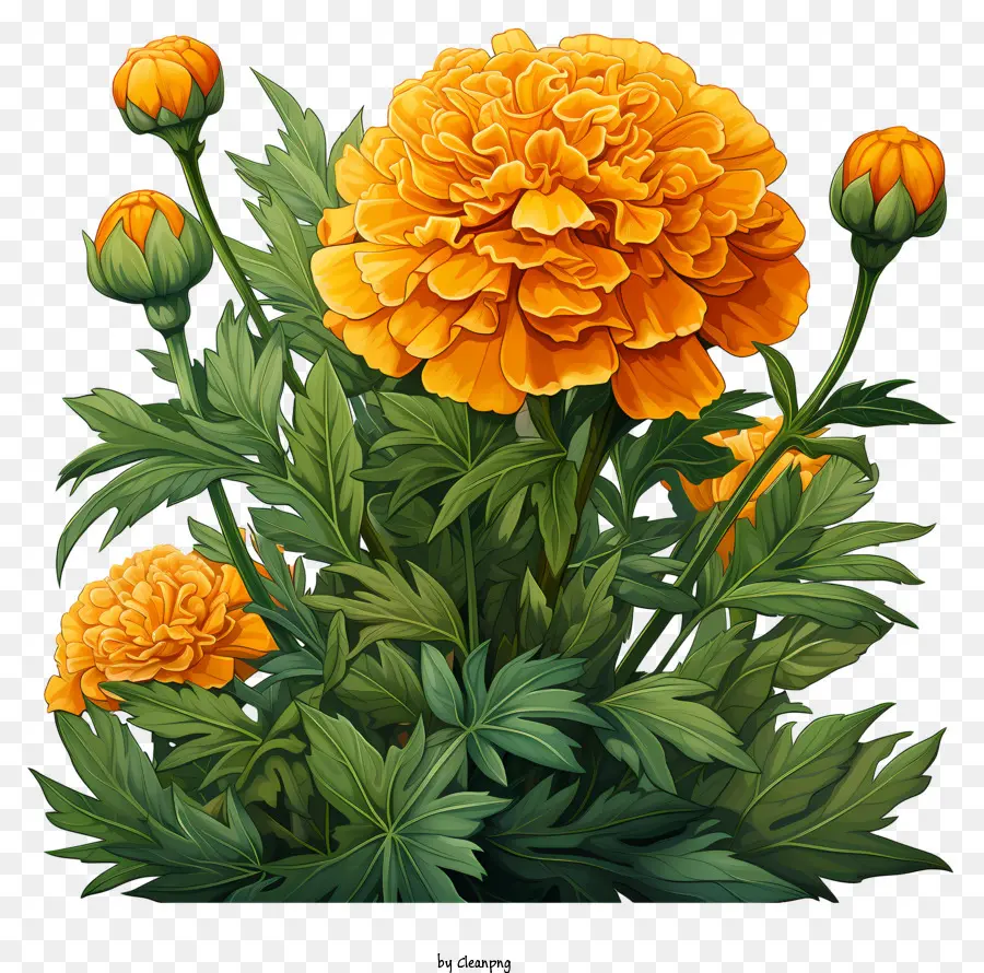 Bunga Oranye，Tanam Mekar Penuh PNG