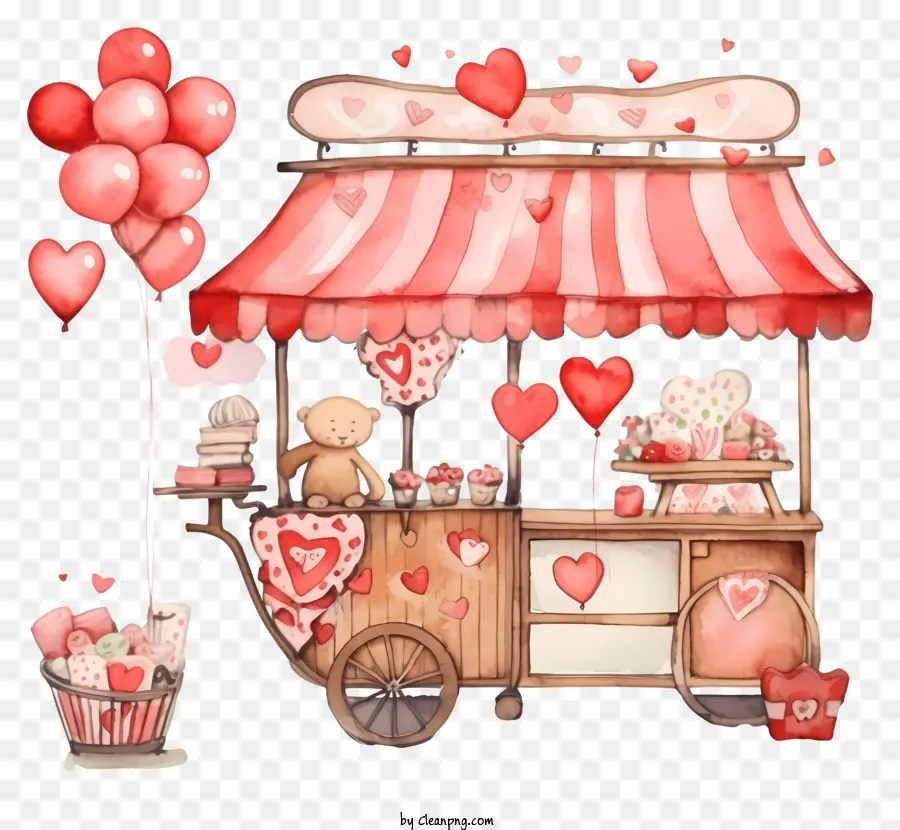 Sketsa Kios Romantis Hari Valentines，Keranjang Hari Kasih Sayang PNG