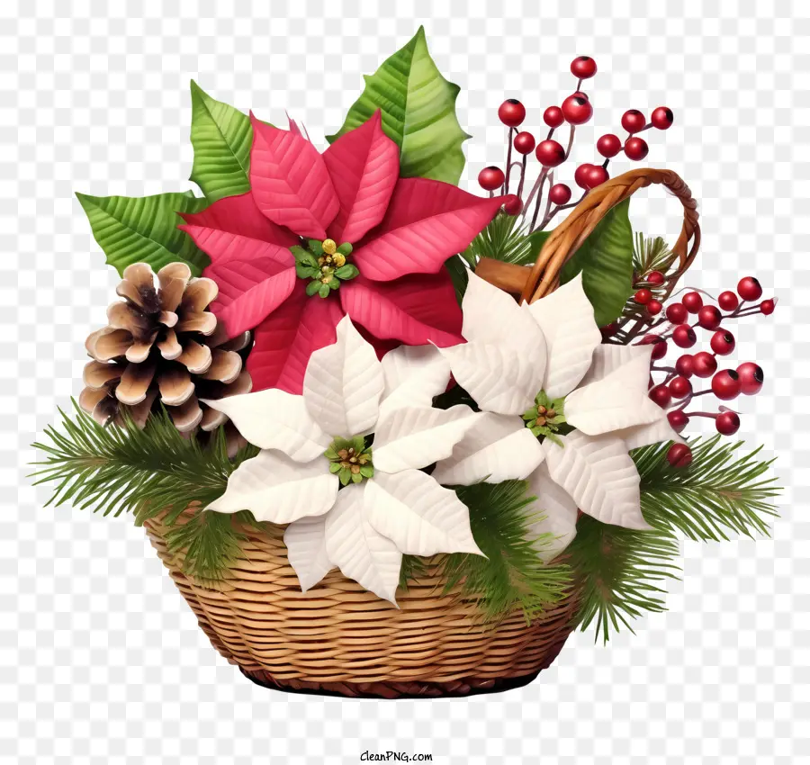 Keranjang Bunga Natal Yang Realistis，Dekorasi Natal PNG