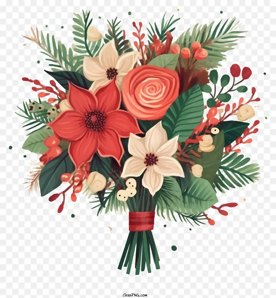 Buket Natal Yang Datar，Karangan Bunga PNG