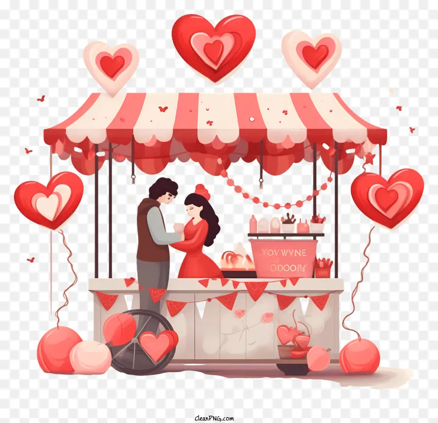 Kios Romantis Hari Valentine Yang Datar，Stan Hari Valentine PNG