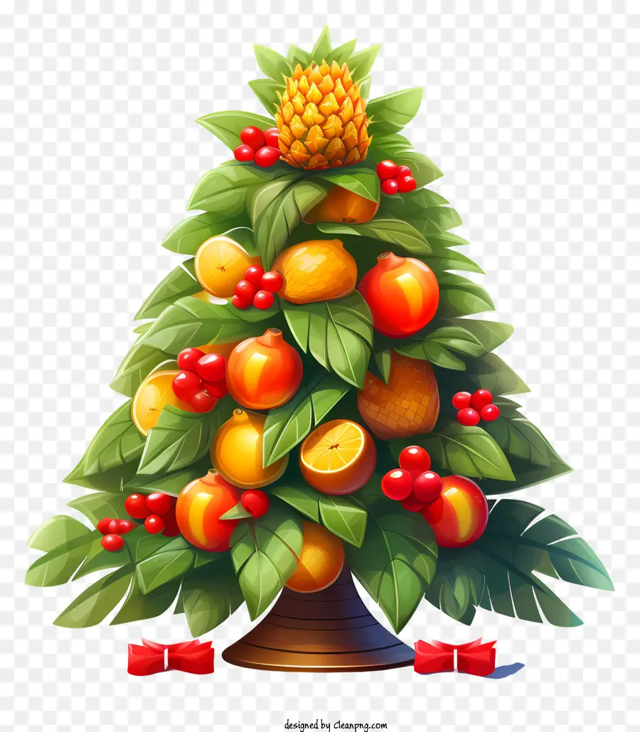 Unsur Unsur Natal，Pohon Natal Terbuat Dari Buah Buahan PNG