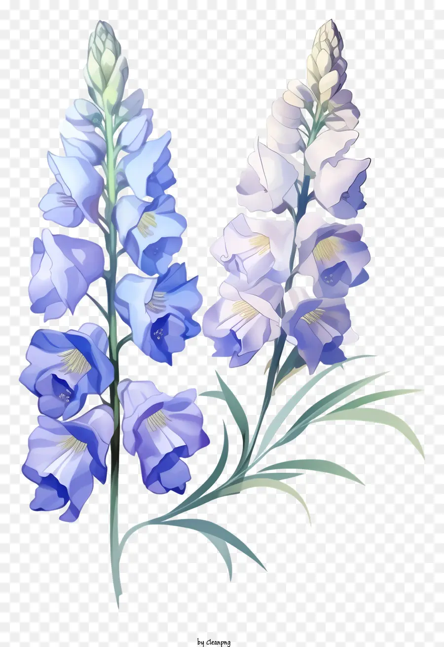 Ilustrasi Vektor Datar Yang Minimalisasi，Bunga Delphinium PNG