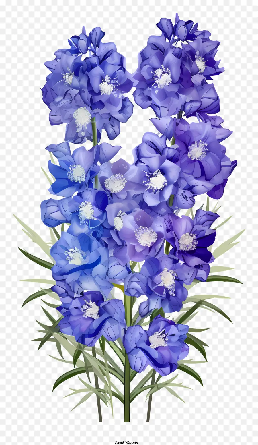 Sekelompok Bunga Delphinium，Bunga Bunga Biru PNG
