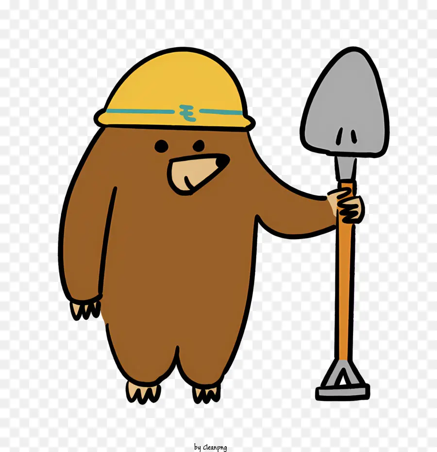 Kartun，Beruang Mengenakan Topi Keras PNG