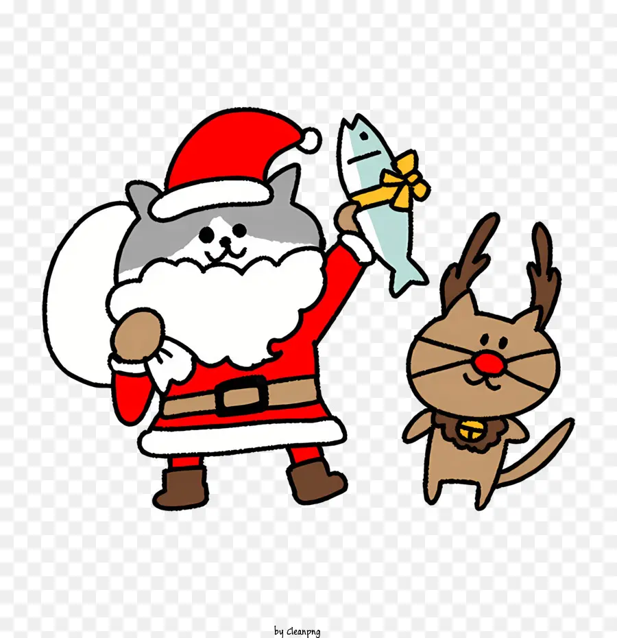 Kartun，Santa Kucing Dan Rusa Kutub PNG