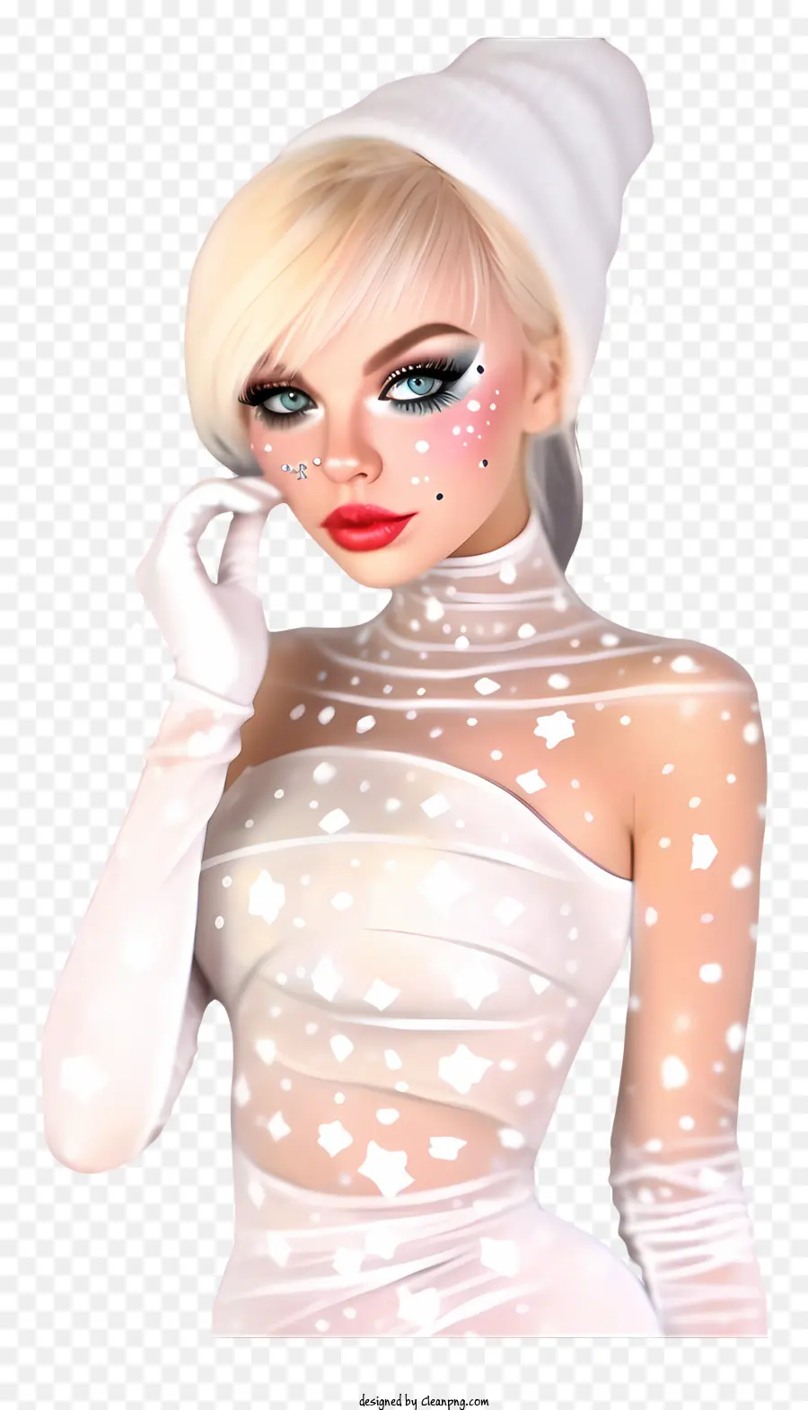 Makeup Natal Cat Air，Gaun Putih PNG