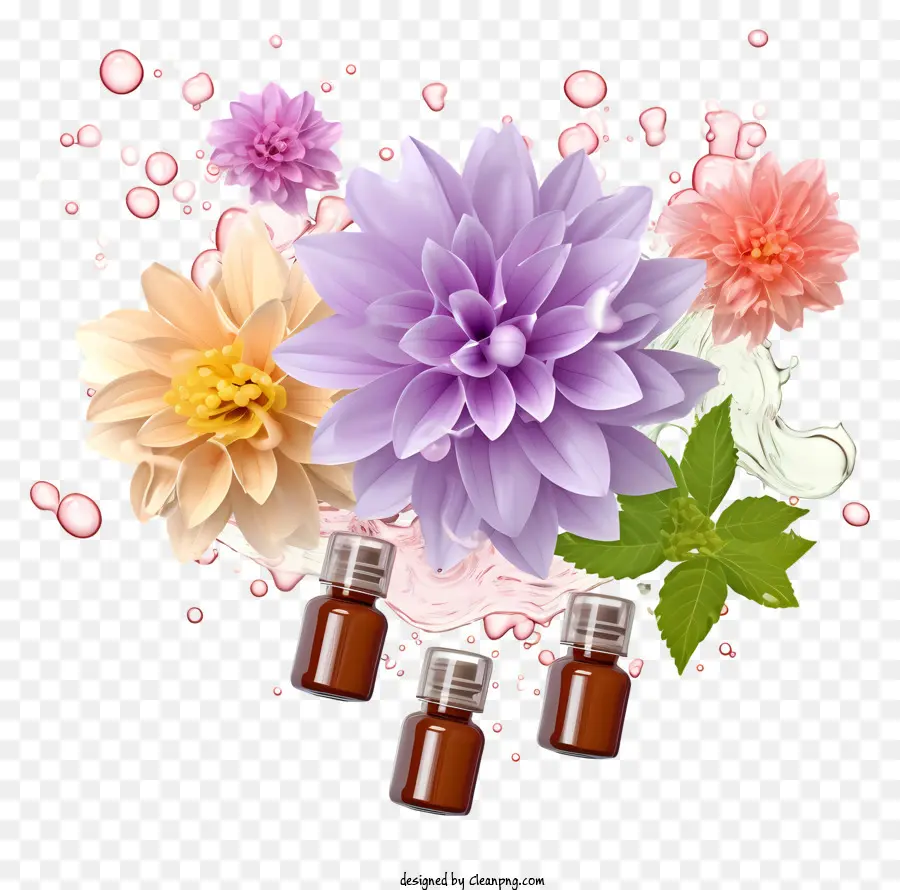 Terapi Esensi Bunga 3d Realistis，Karangan Bunga PNG