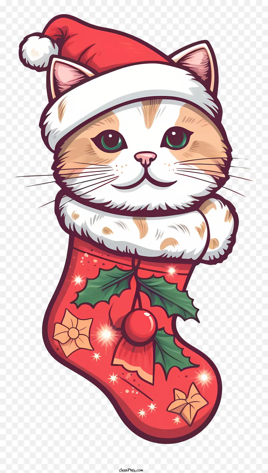 Kucing Retro Trendi Di Kaus Kaki Natal，Kucing PNG