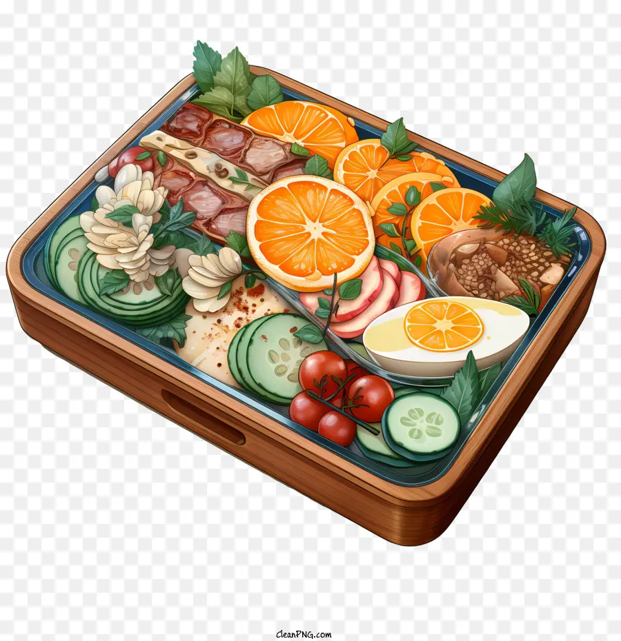 Kotak Bento，Nampan Kayu PNG