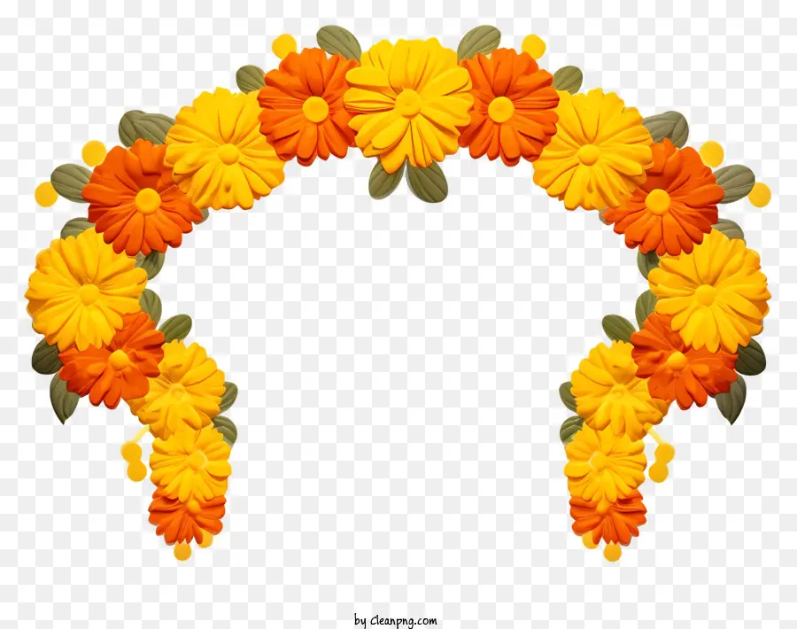 Karangan Bunga Dekoratif，Bunga Oranye PNG