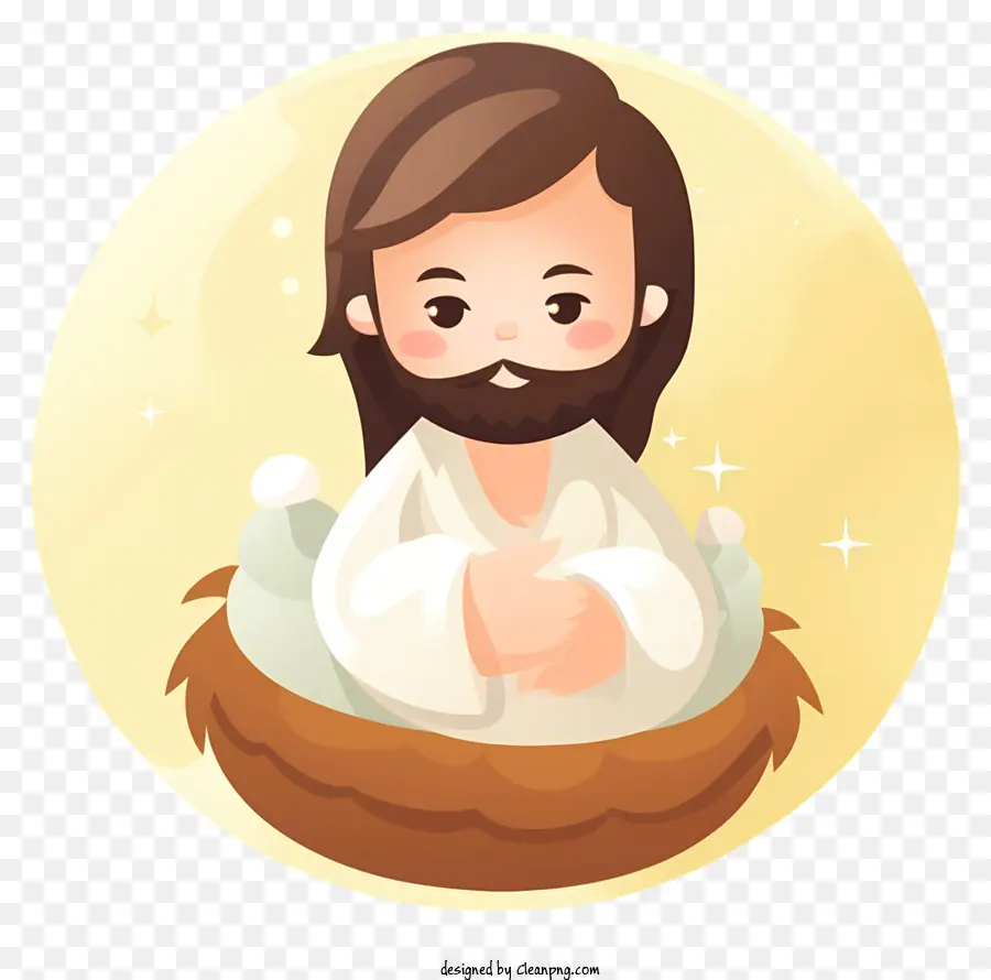 Ilustrasi Vektor Datar Yang Minimalisasi，Bayi Yesus PNG