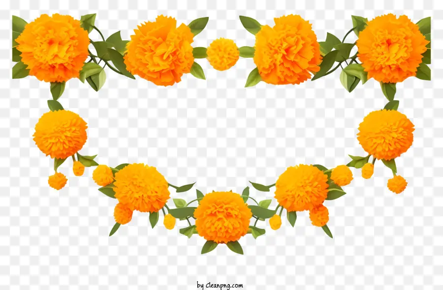 Marigold Flower Garland，Marigold Oranye PNG