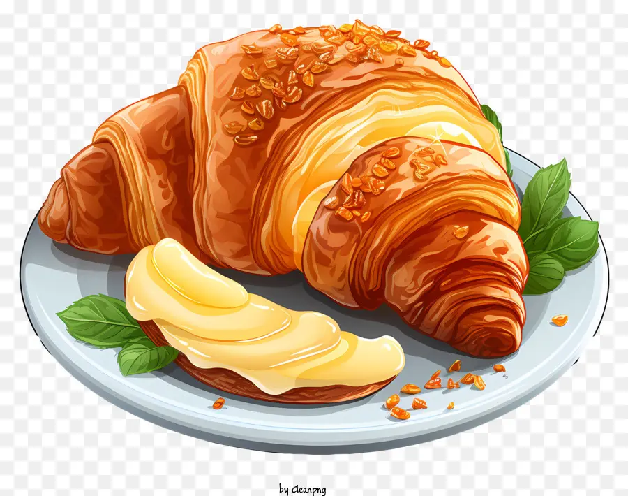 Croissant，Piring PNG